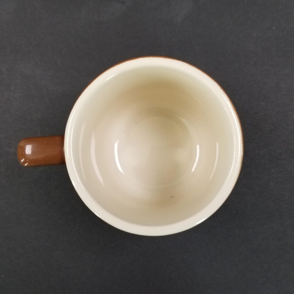 Vintage Brown Footed Coffee Mug Retro Mid Century‎ Ceramic Pedestal Cup White In - Picture 4 of 7